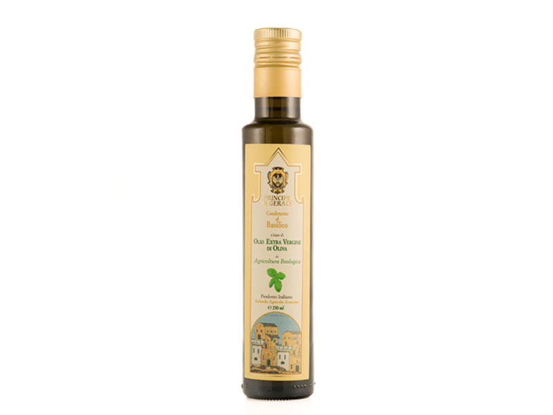 Condiment au basilic à base d’huile d’olive vierge extra “Principe di Gerace” 250ml